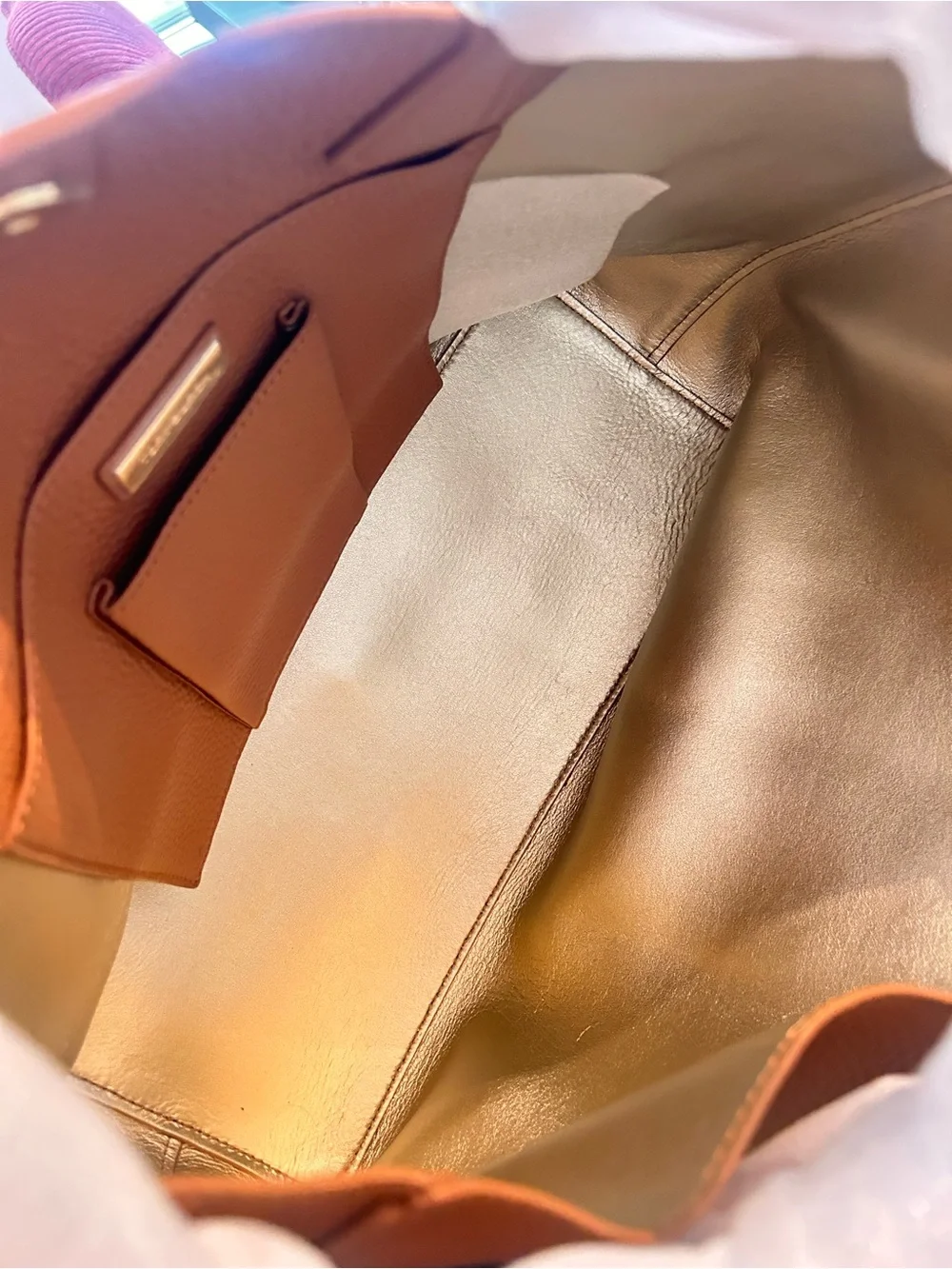 Tory Burch Orange Pebbled Leather Shoulder Bag with Gold Logo